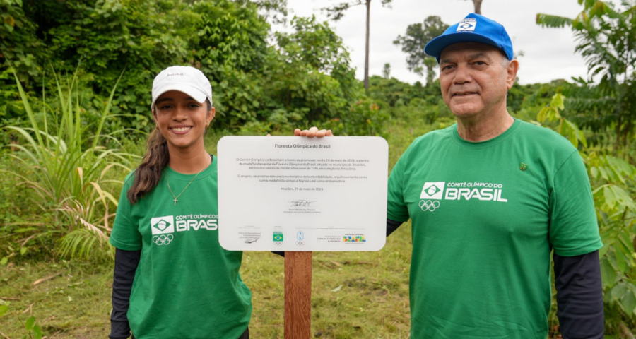 Rayssa Leal participou do lançamento do projeto Floresta Olímpica do Brasil - Foto: Marina Ziehe/COB