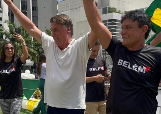 Ex-presidente Jair Bolsonaro ao lado do deputado Éder Mauro em Belém, no Pará. Foto:repordução @edermauropa