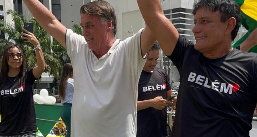 Ex-presidente Jair Bolsonaro ao lado do deputado Éder Mauro em Belém, no Pará. Foto:repordução @edermauropa