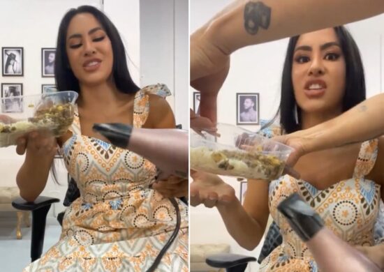 Isabelle Nogueira esquenta comida com secador de cabelo