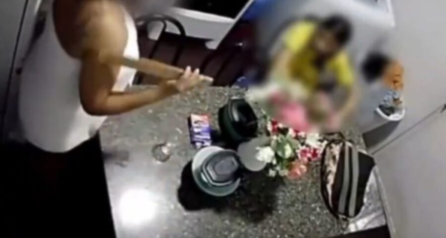 Vídeo mostra madrasta agredindo enteada. Imagem: Reprodução