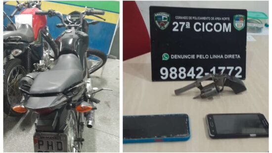 Dupla rouba moto e tenta fugir - Foto: Divulgação/PMAM