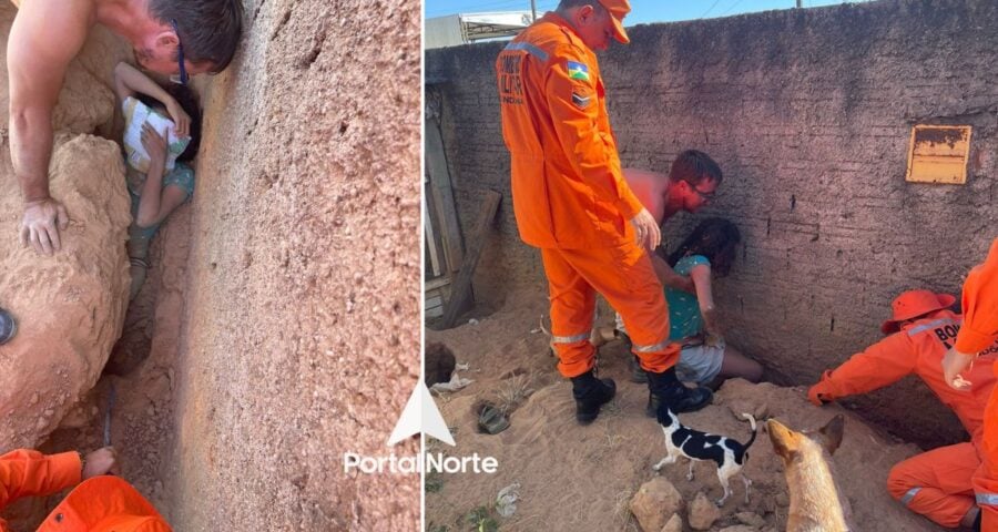 Criança é resgatada por bombeiros dentro de buraco em Vilhena