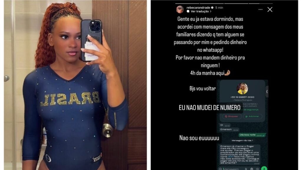 Rebeca Andrade foi alertada pelos familiares - Foto: Reprodução/Instagram @rebecarandrade