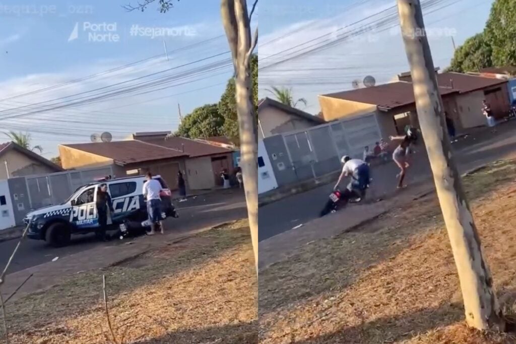 Motociclista caiu enquanto fugia dos policiais. Imagem: Reprodução/Instagram
