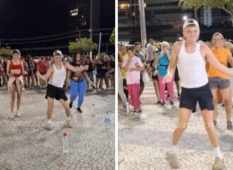 Gringo viraliza dançando na Ponta Negra - Vídeo: Instagram/@manausnadepressao