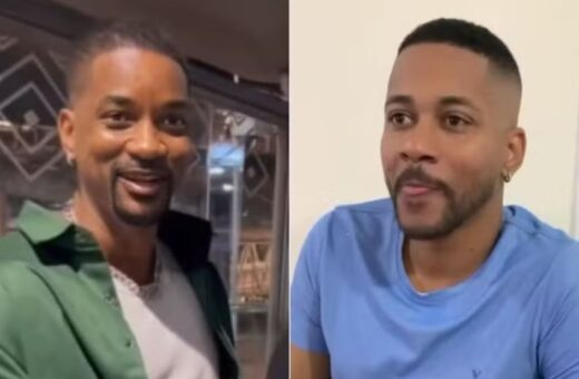 Naio como Will Smith da Bahia à esquerda, e sem filtro à direita. Imagem: Reprodução/Instagarm