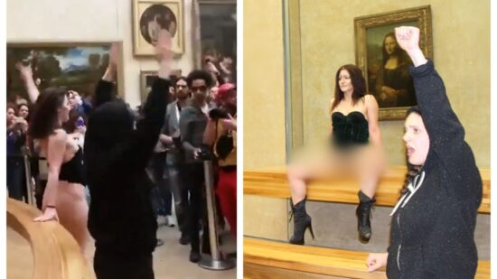 Mulher fica nua em frente à Mona Lisa - Foto: Reprodução/X