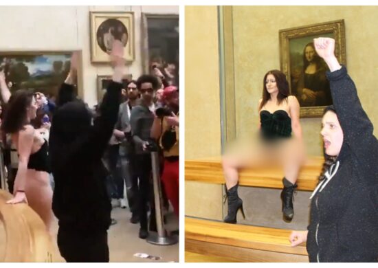 Mulher fica nua em frente à Mona Lisa - Foto: Reprodução/X