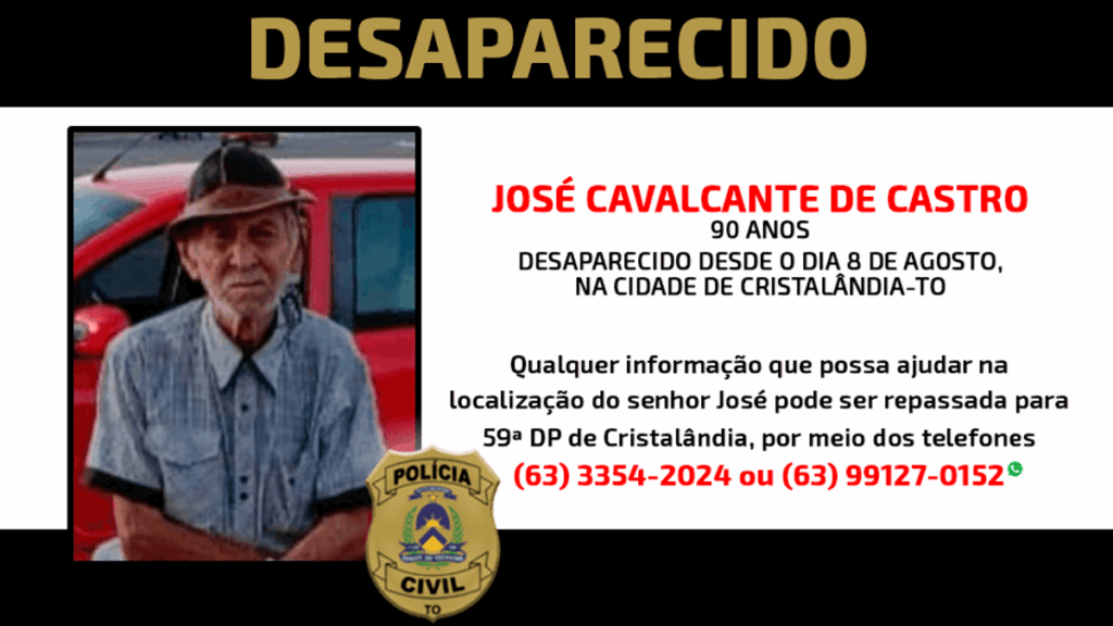 Informações sobre o idoso podem ser passadas para a PC no (63) 9127-0152 (WhatsApp) - Foto: Divulgação/DICOM SSP-TO