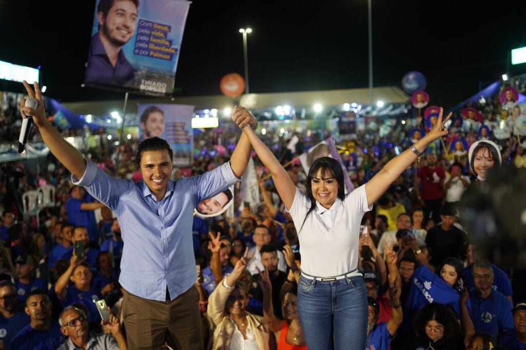 Janad Valcari, candidata à prefeita de Palmas, e seu vice, Pedro Cardoso - Foto: Eduardo Lago