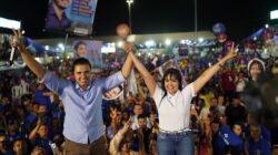 Janad Valcari, candidata à prefeita de Palmas, e seu vice, Pedro Cardoso - Foto: Eduardo Lago