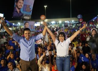 Janad Valcari, candidata à prefeita de Palmas, e seu vice, Pedro Cardoso - Foto: Eduardo Lago