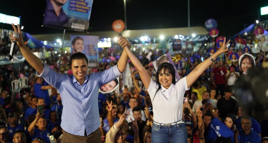 Janad Valcari, candidata à prefeita de Palmas, e seu vice, Pedro Cardoso - Foto: Eduardo Lago