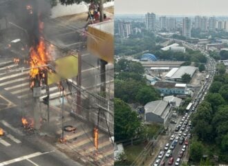 O incêndio afetou o trânsito das principais avenidas de Manaus. Foto: Reprodução Internet/X