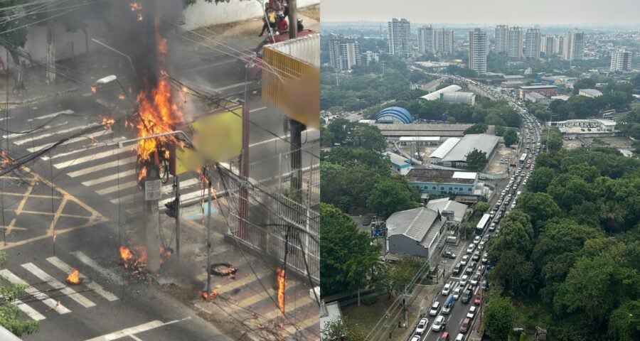 O incêndio afetou o trânsito das principais avenidas de Manaus. Foto: Reprodução Internet/X