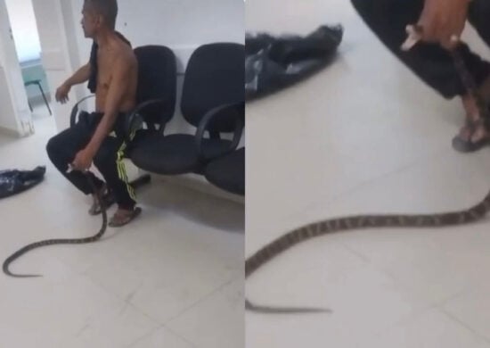 Vídeo mostra paciente segurando a cobra em UPA de SP. Foto: Reprodução Internet