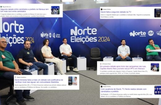 O debate contou com seis dos sete candidatos à prefeitura de Manaus nesta segunda-feira (26). Foto: TV Norte