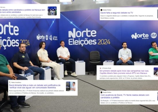 O debate contou com seis dos sete candidatos à prefeitura de Manaus nesta segunda-feira (26). Foto: TV Norte