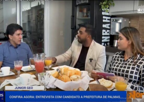 Candidato Júnior Geo participa de rodada de entrevistas da TV Norte Tocantins - Foto: Reprodução/YouTube TV Norte