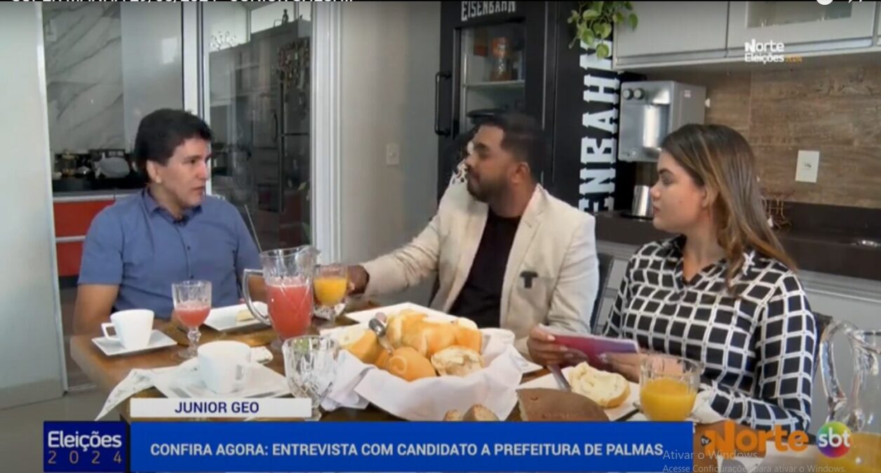 Candidato Júnior Geo participa de rodada de entrevistas da TV Norte Tocantins - Foto: Reprodução/YouTube TV Norte