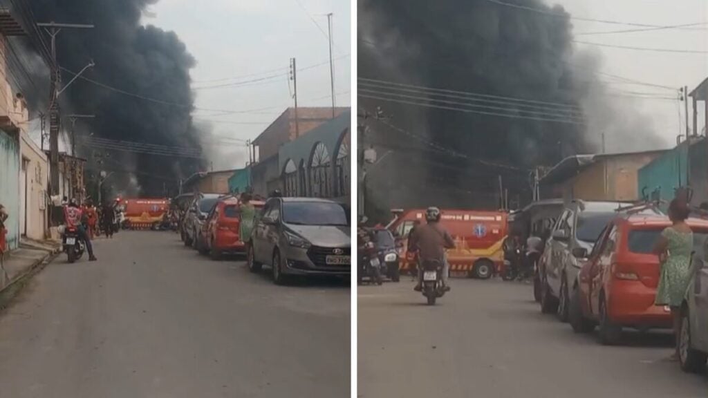 Incêndio atinge fábrica em Manaus - Foto: Reprodução/WhatsApp