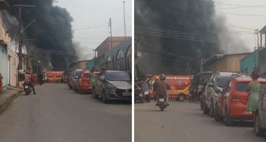 Incêndio atinge fábrica em Manaus - Foto: Reprodução/WhatsApp