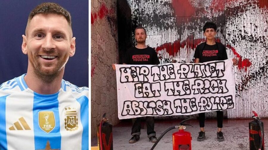 Mansão de Messi em Ibiza é palco de protesto - Foto: Reprodução/Instagram/@messi e @futurovegetal