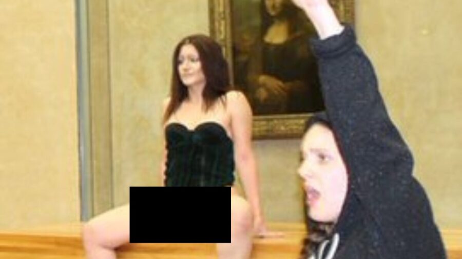 Mulher dança nua em frente à "monalisa" - Foto: Reprodução/Redes Sociais