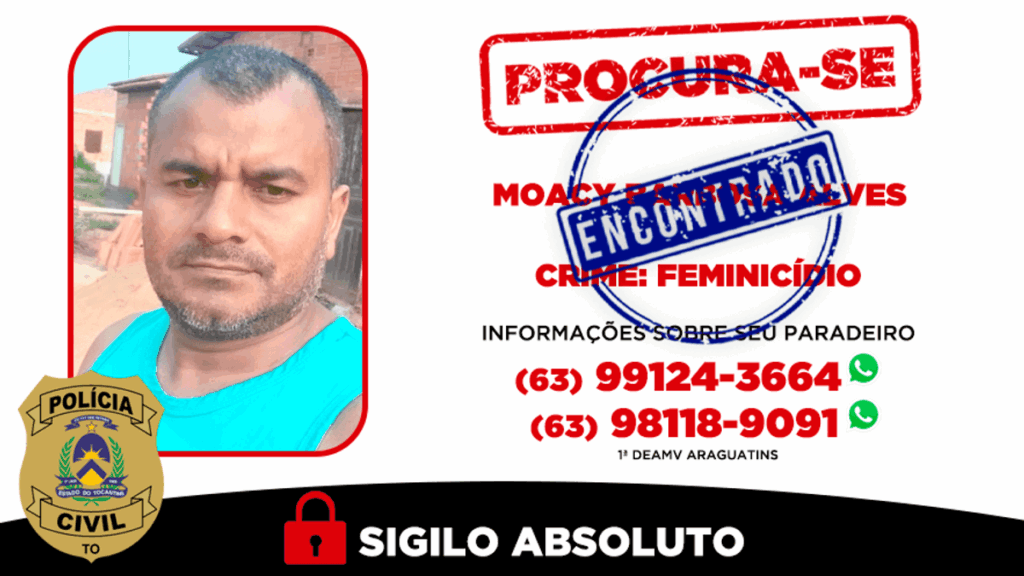 Polícia Civil divulgou a foto do suspeito com a PC do Pará - Foto: Divulgação PCTO/Governo do Tocantins