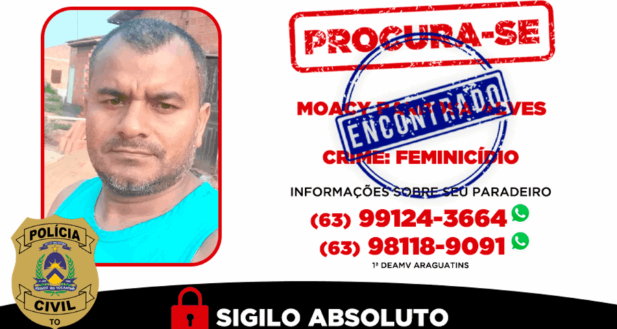 Polícia Civil divulgou a foto do suspeito com a PC do Pará - Foto: Divulgação PCTO/Governo do Tocantins