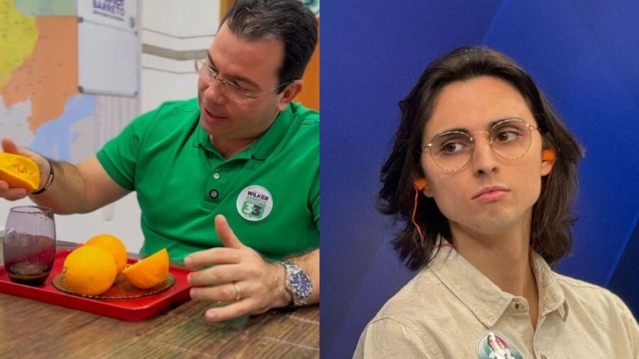 Amom Mandel "deu de presente" uma laranja para Wilker. Foto: Reprodução Internet