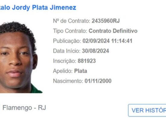 Nome de Gonzalo Plata já está no BID da CBF - Foto: Reprodução