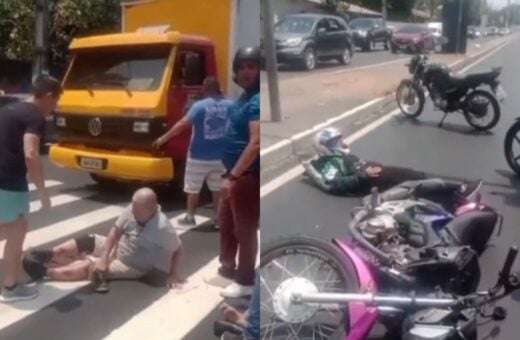 Motociclista avança sinal e atropela três pessoas em Manaus