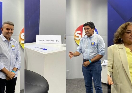 Eduardo Siqueira (Podemos), Júnior Geo (PSDB) e Lúcia Viana (PSOL) estão presentes. Janad Valcari (PL) não compareceu. - Foto: Danilo Rodrigues