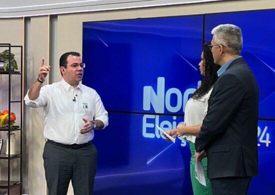 O candidato Wilker Barreto participou do quadro da TV Norte. Foto: Reprodução/TV Norte