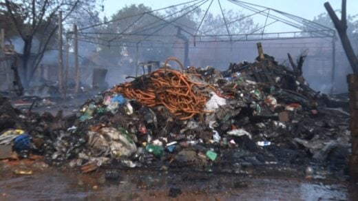 como ficou galpao apos incêndio