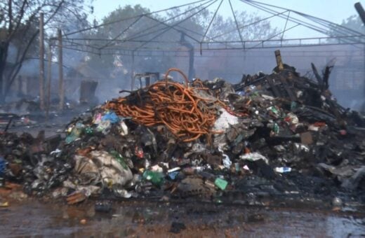 como ficou galpao apos incêndio