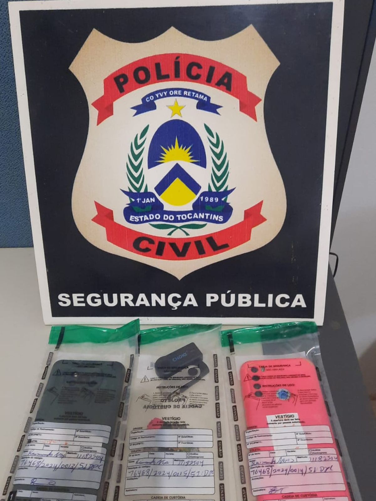 Aparelhos celulares e pendrive foram apreendidos - Foto: DICOM/SSP TO