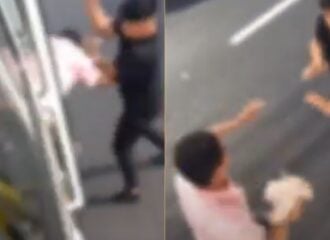 Passageiros flagram motorista de ônibus sendo agredido por condutor de carro em Manaus. Foto: Reprodução Internet