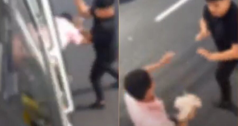 Passageiros flagram motorista de ônibus sendo agredido por condutor de carro em Manaus. Foto: Reprodução Internet