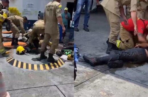 Três pessoas caem dentro de tanque de combustível em posto de gasolina no Acre nesta quinta-feira (26). Foto: Reprodução