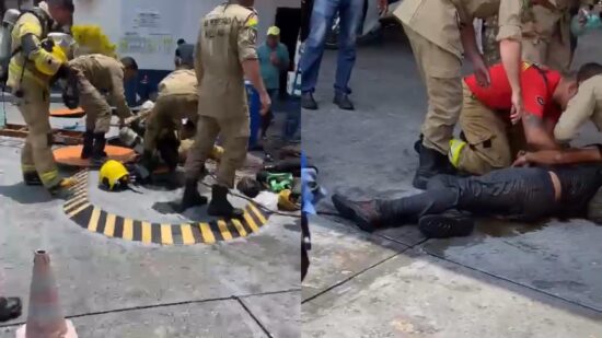 Três pessoas caem dentro de tanque de combustível em posto de gasolina no Acre nesta quinta-feira (26). Foto: Reprodução