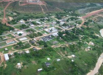 Vista aérea de Uiramutã, em Roraima