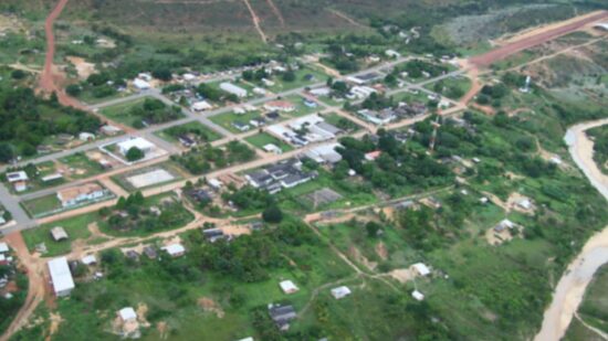 Vista aérea de Uiramutã, em Roraima