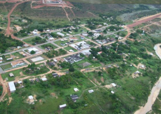 Vista aérea de Uiramutã, em Roraima