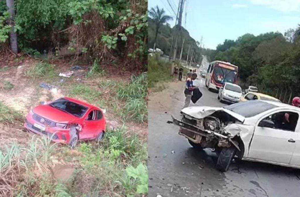 Acidente na AM-010 carro cai em barranco