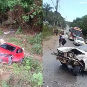 Acidente na AM-010 carro cai em barranco