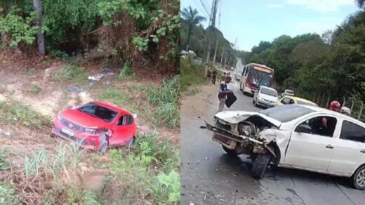 Acidente na AM-010 carro cai em barranco