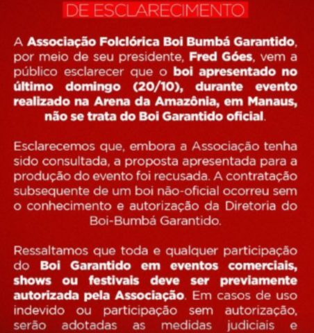 Garantido se manifesta sobre show de Ludmilla em Manaus - Foto: Reprodução/Instagram